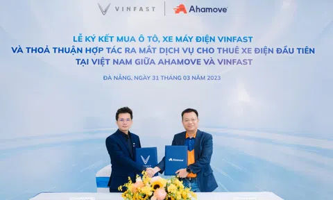 Ahamove hợp tác Vinfast ra mắt dịch vụ cho thuê xe máy điện